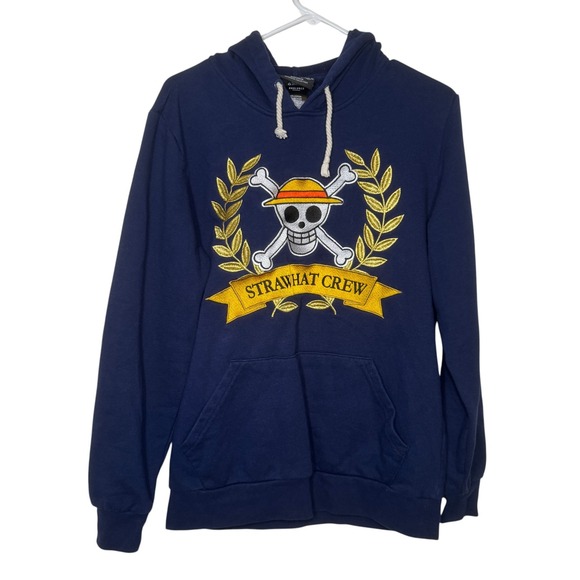 Boxlunch Other - One Piece BoxLunch Straw Hat Crew Embroidered Navy Hoodie Mens Small Anime Manga